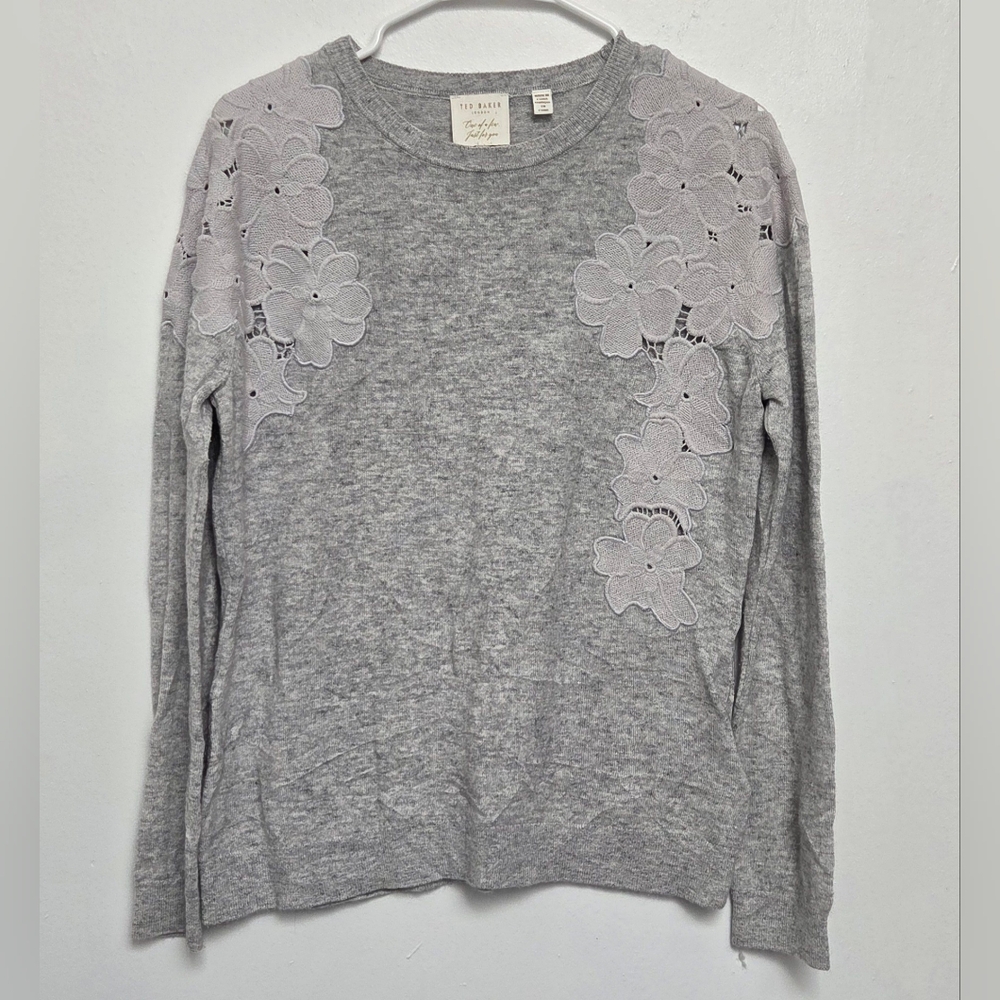 Ted Baker Gray Floral Sweater